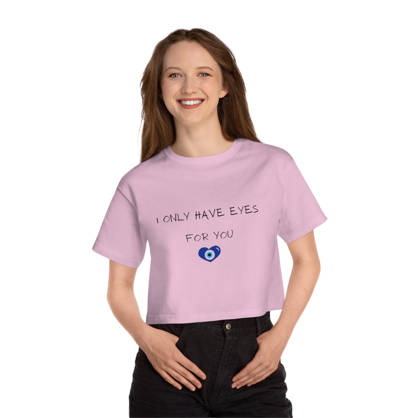 Cropped T-Shirt with Evil Eye Design