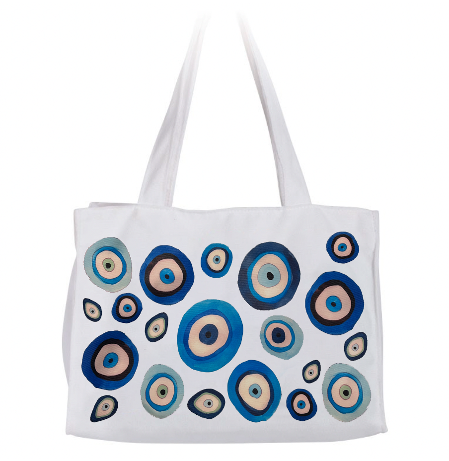 Tote Bag with Mati Evil Eye Pattern