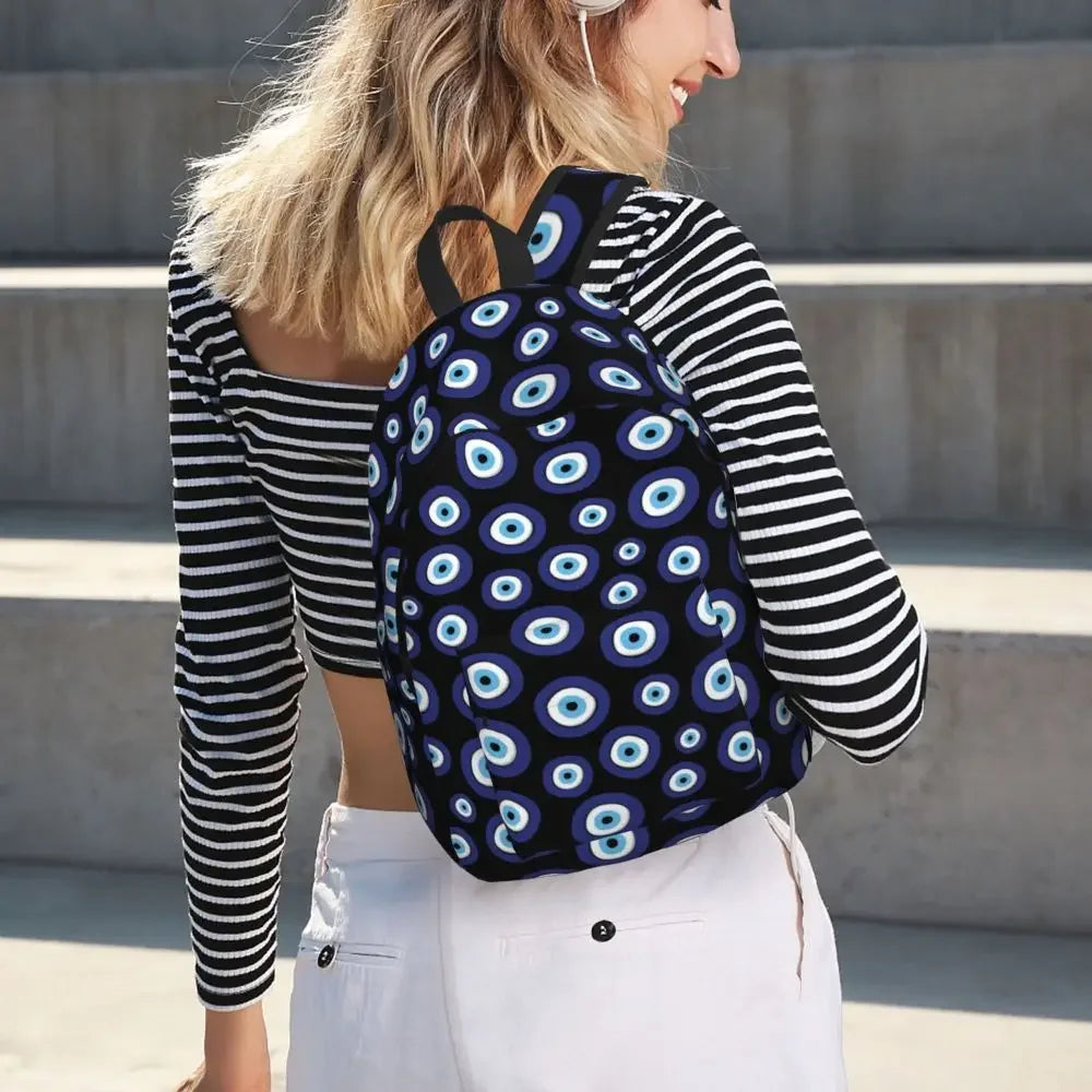 Mediterranean Evil Eye Pattern Canvas Backpacks/Book Bag