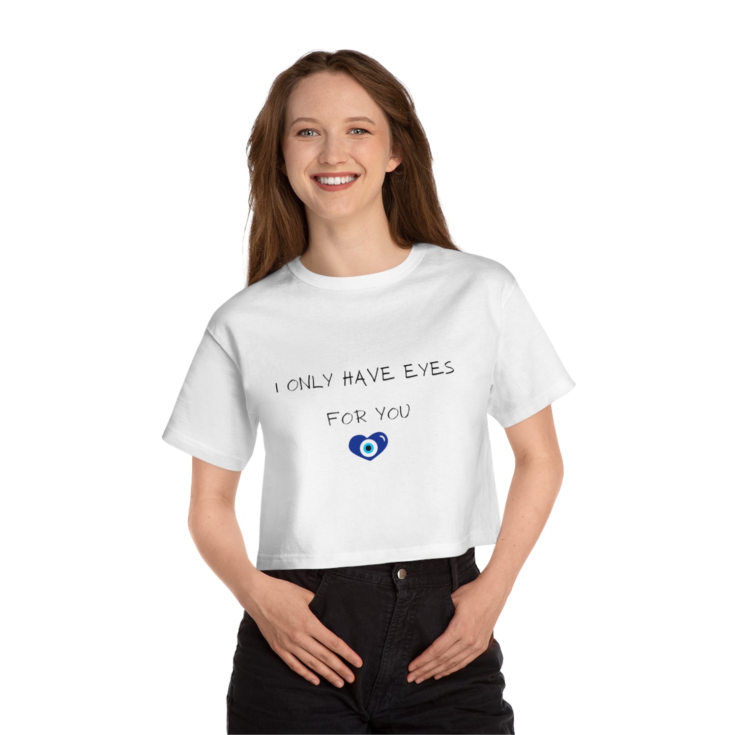 Cropped T-Shirt with Evil Eye Design