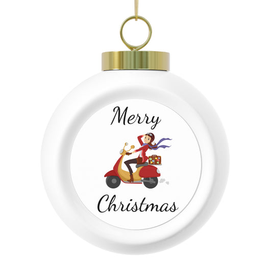 Christmas Ball Ornament- Girl on Scooter