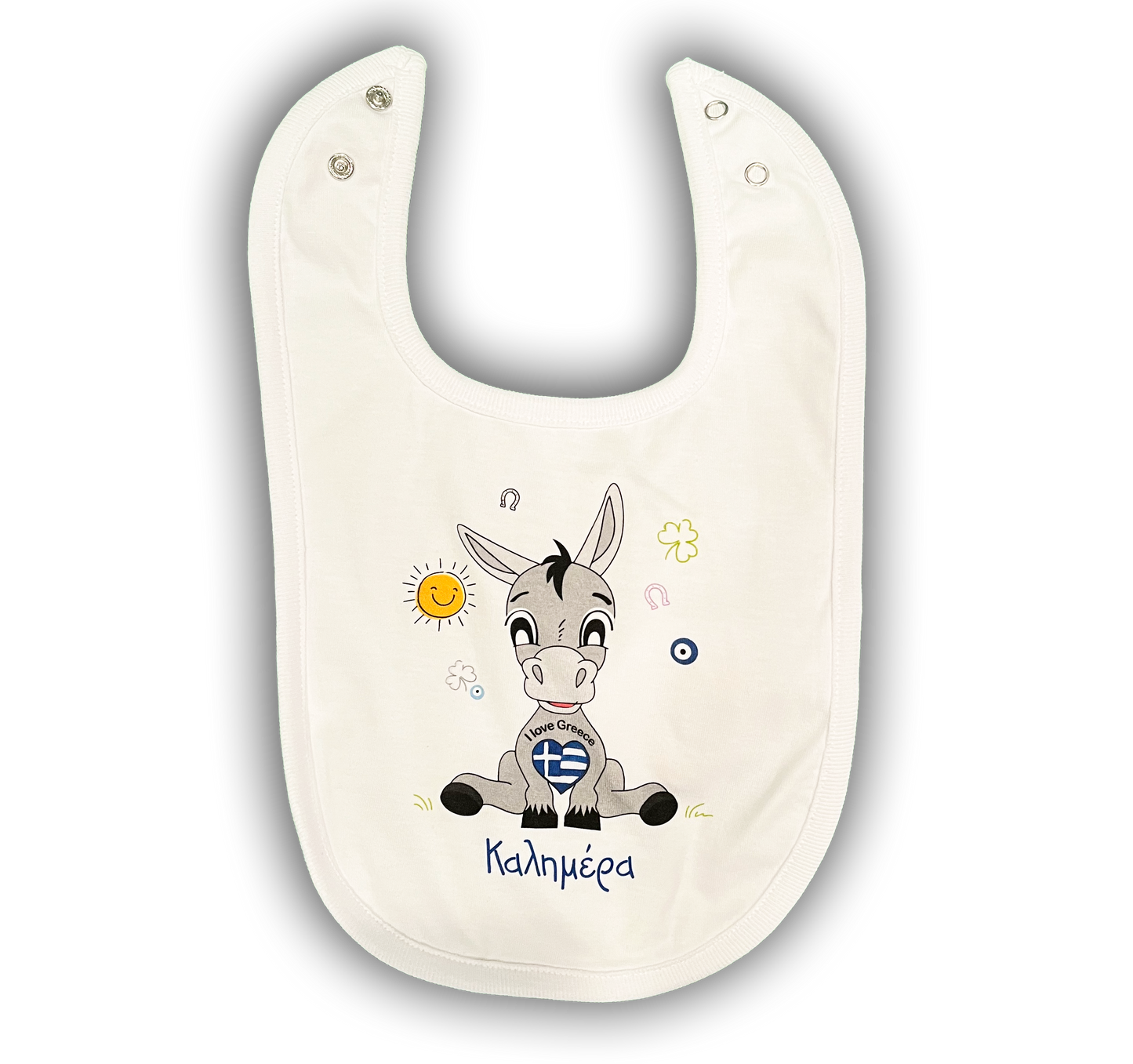 Baby's Bib - Greek Traditional - Donkey - Kali Mera - Good Morning