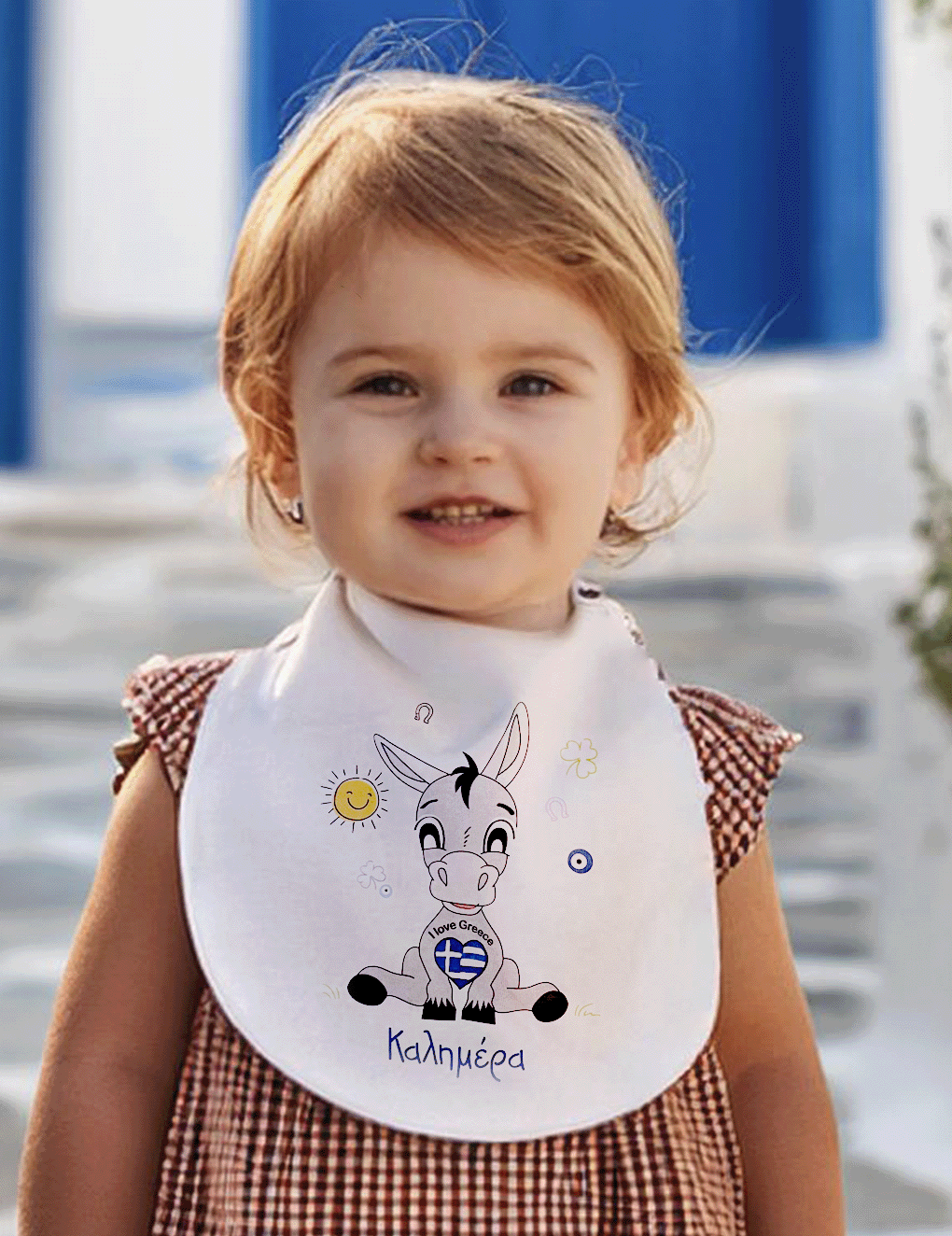 Baby's Bib - Greek Traditional - Donkey - Kali Mera - Good Morning