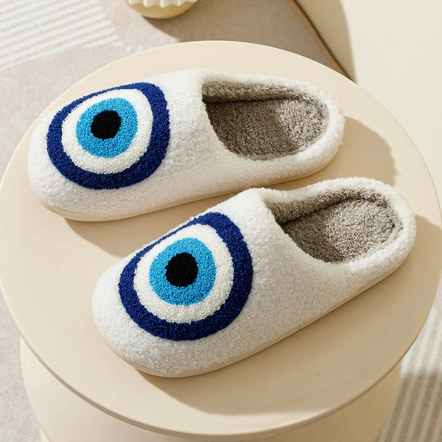 Evil Eye-Greek Mati-Blue Embroidery slippers High Quality Slippers