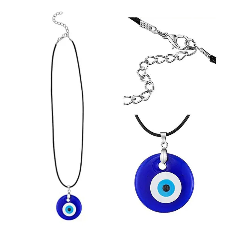 Mediterranean Mati Eye Blue Evil Eye Pendant Necklace