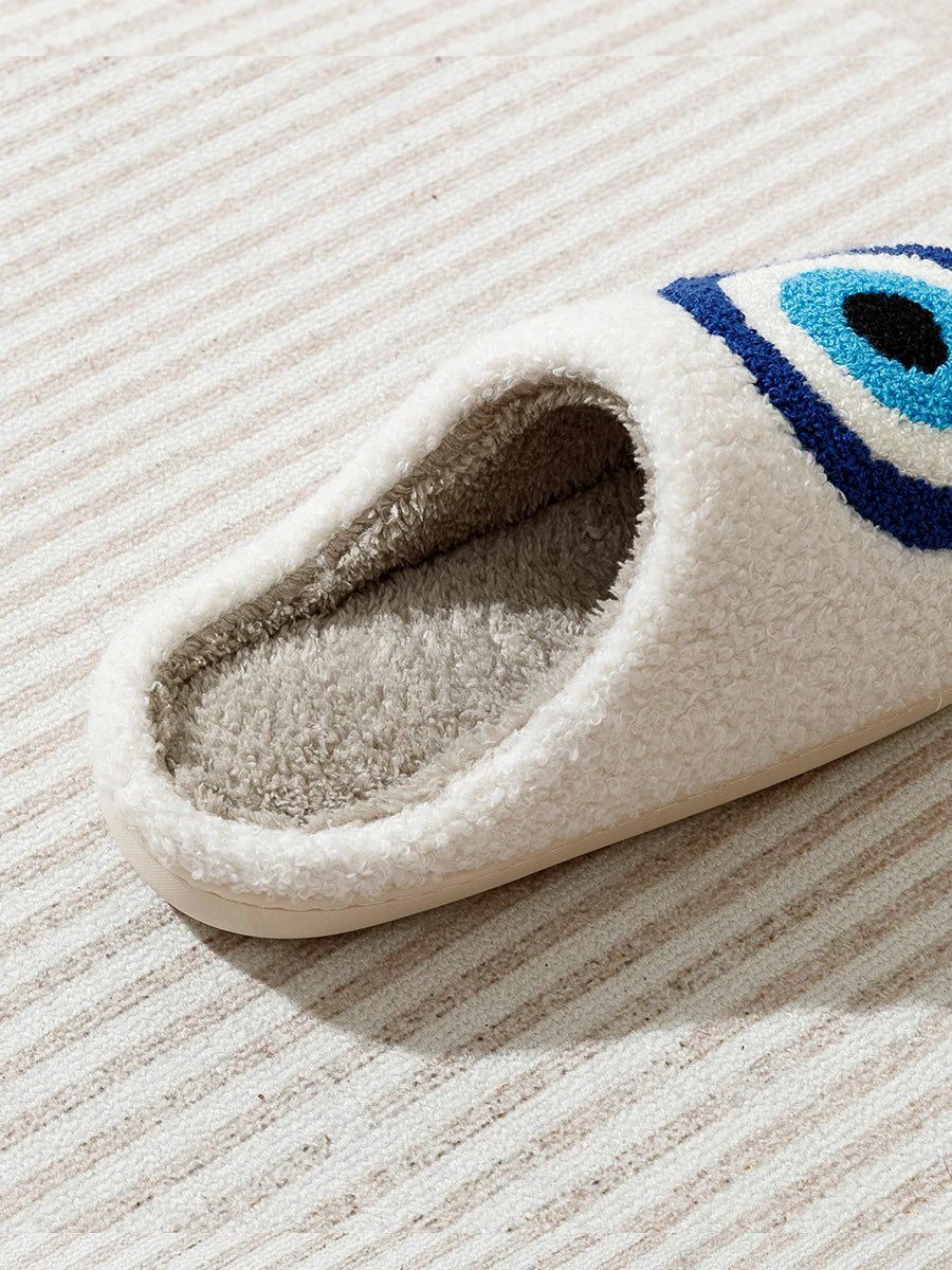 Evil Eye-Greek Mati-Blue Embroidery slippers High Quality Slippers