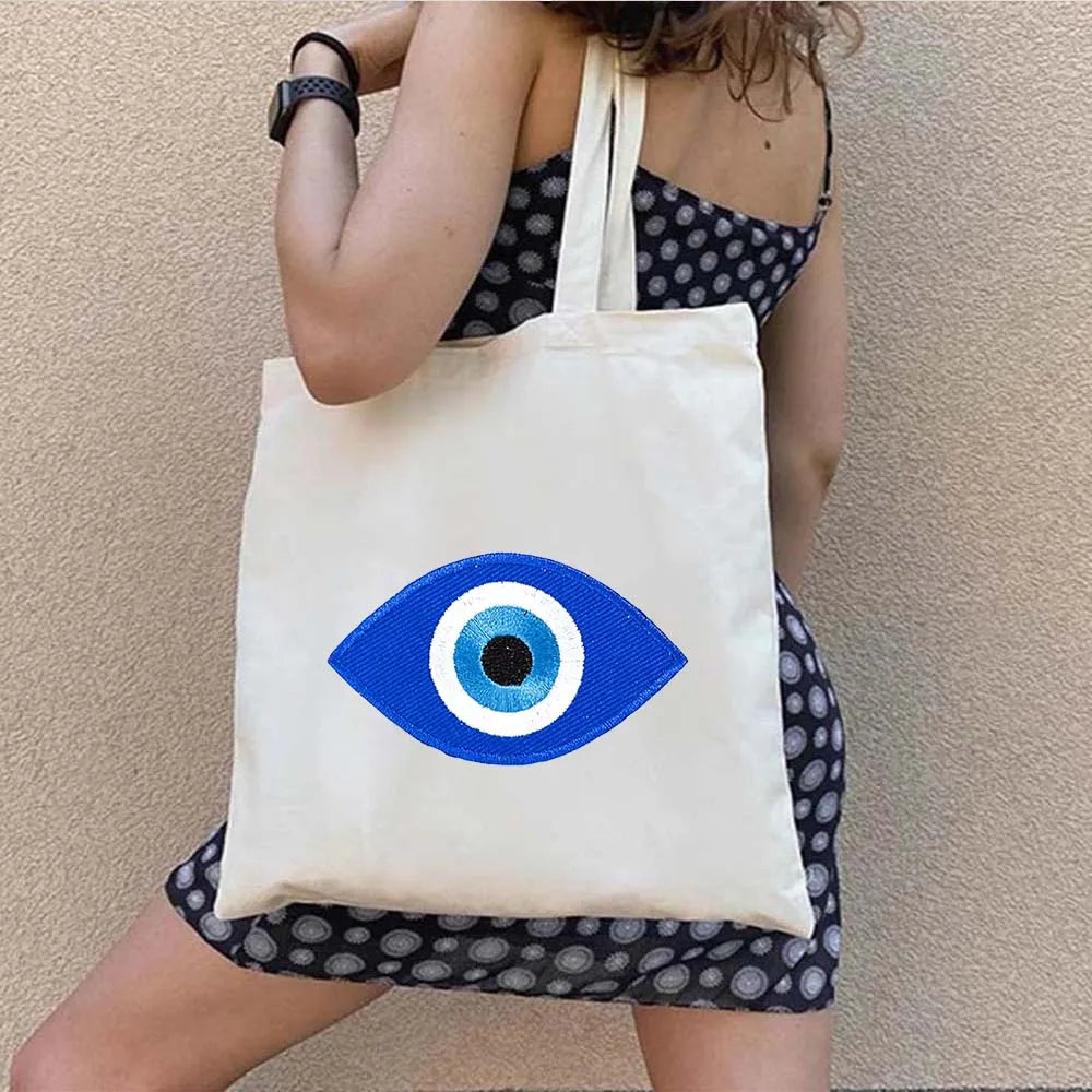 Canvas Tote with Mati Eye Print