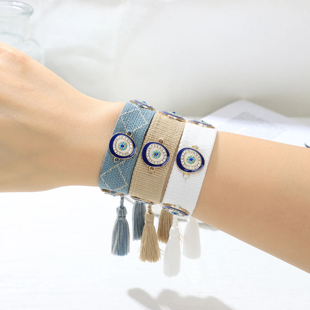 Mediterranean Evil Eye Woven  Handmade  Bracelet