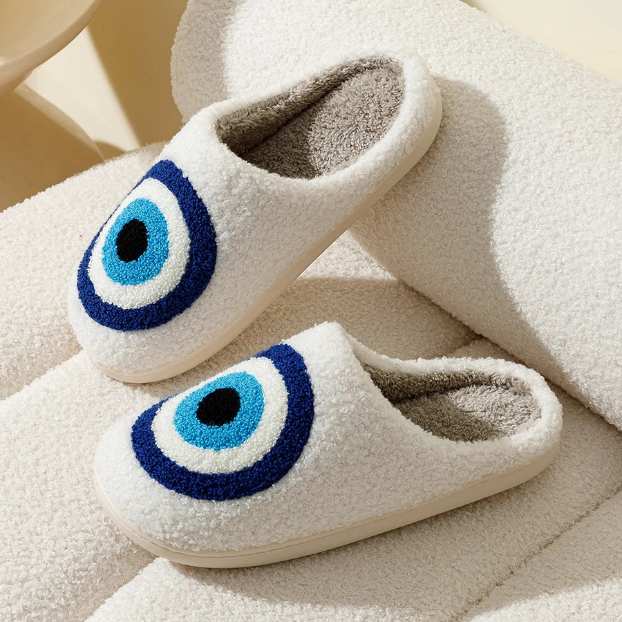 Evil Eye-Greek Mati-Blue Embroidery slippers High Quality Slippers