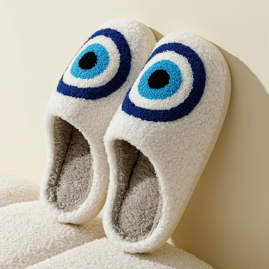 Evil Eye-Greek Mati-Blue Embroidery slippers High Quality Slippers