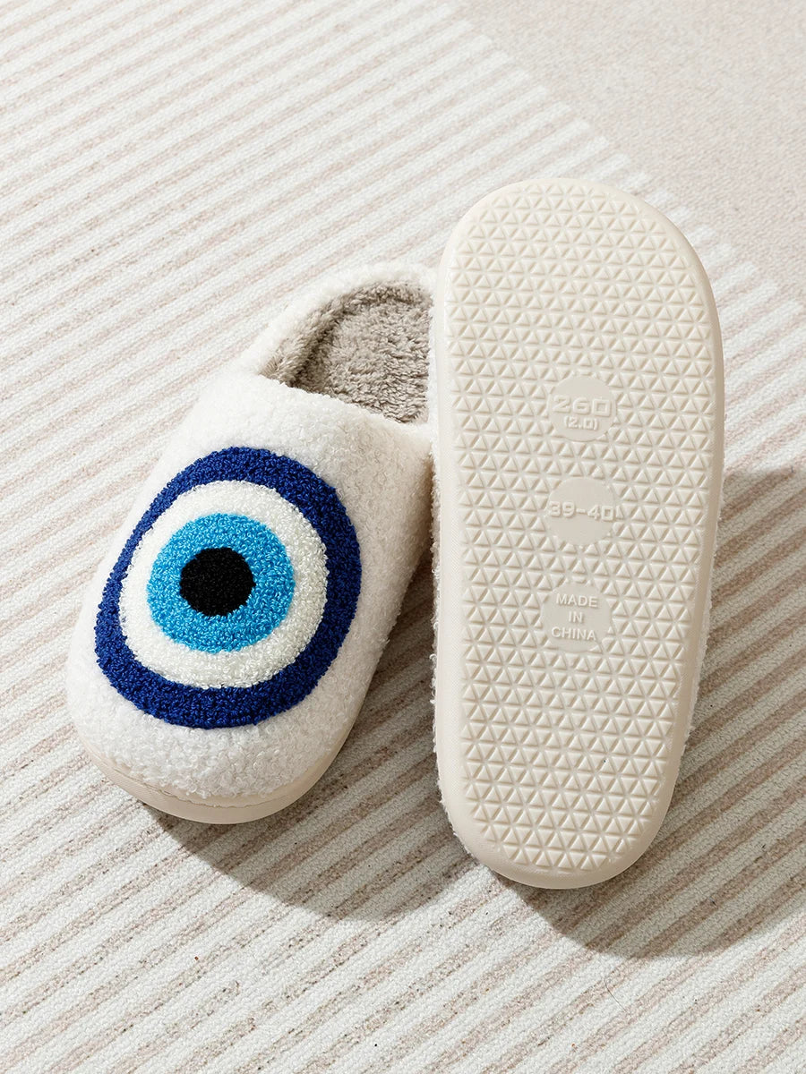 Evil Eye-Greek Mati-Blue Embroidery slippers High Quality Slippers