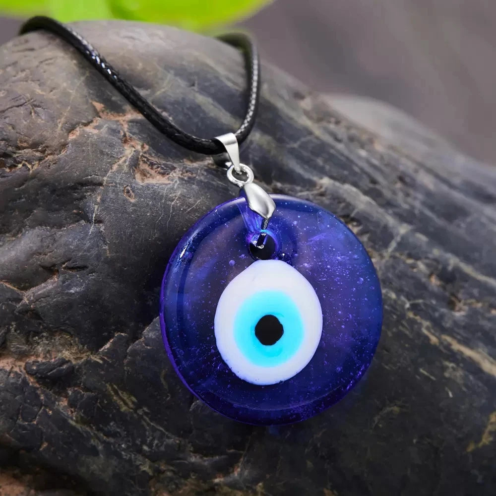 Mediterranean Mati Eye Blue Evil Eye Pendant Necklace