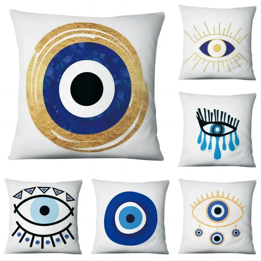 Greek Mati Evil Eye Symbol Art Throw Pillowcase