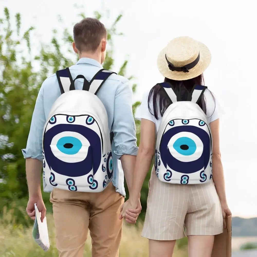 Mediterranean Evil Eye Pattern Canvas Backpacks