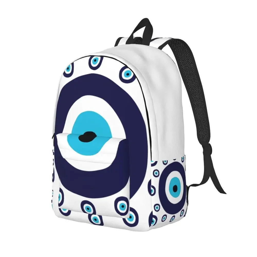 Mediterranean Evil Eye Pattern Canvas Backpacks