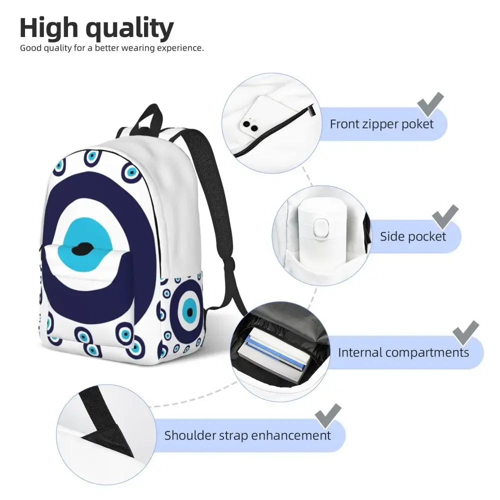 Mediterranean Evil Eye Pattern Canvas Backpacks