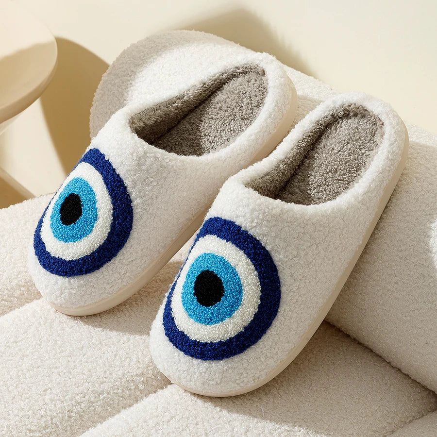 Evil Eye-Greek Mati-Blue Embroidery slippers High Quality Slippers