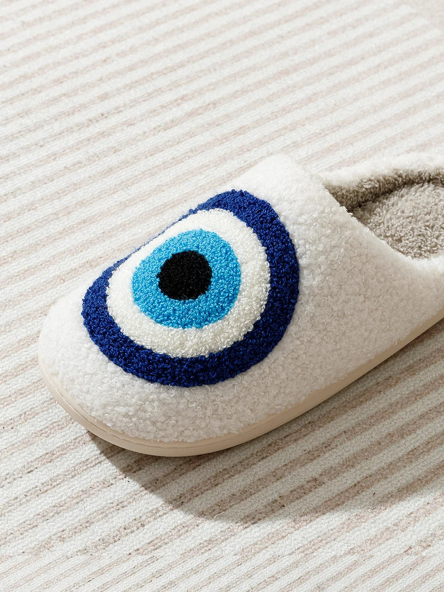 Evil Eye-Greek Mati-Blue Embroidery slippers High Quality Slippers