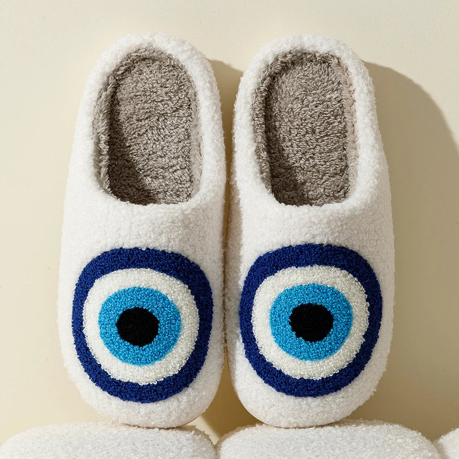 Evil Eye-Greek Mati-Blue Embroidery slippers High Quality Slippers