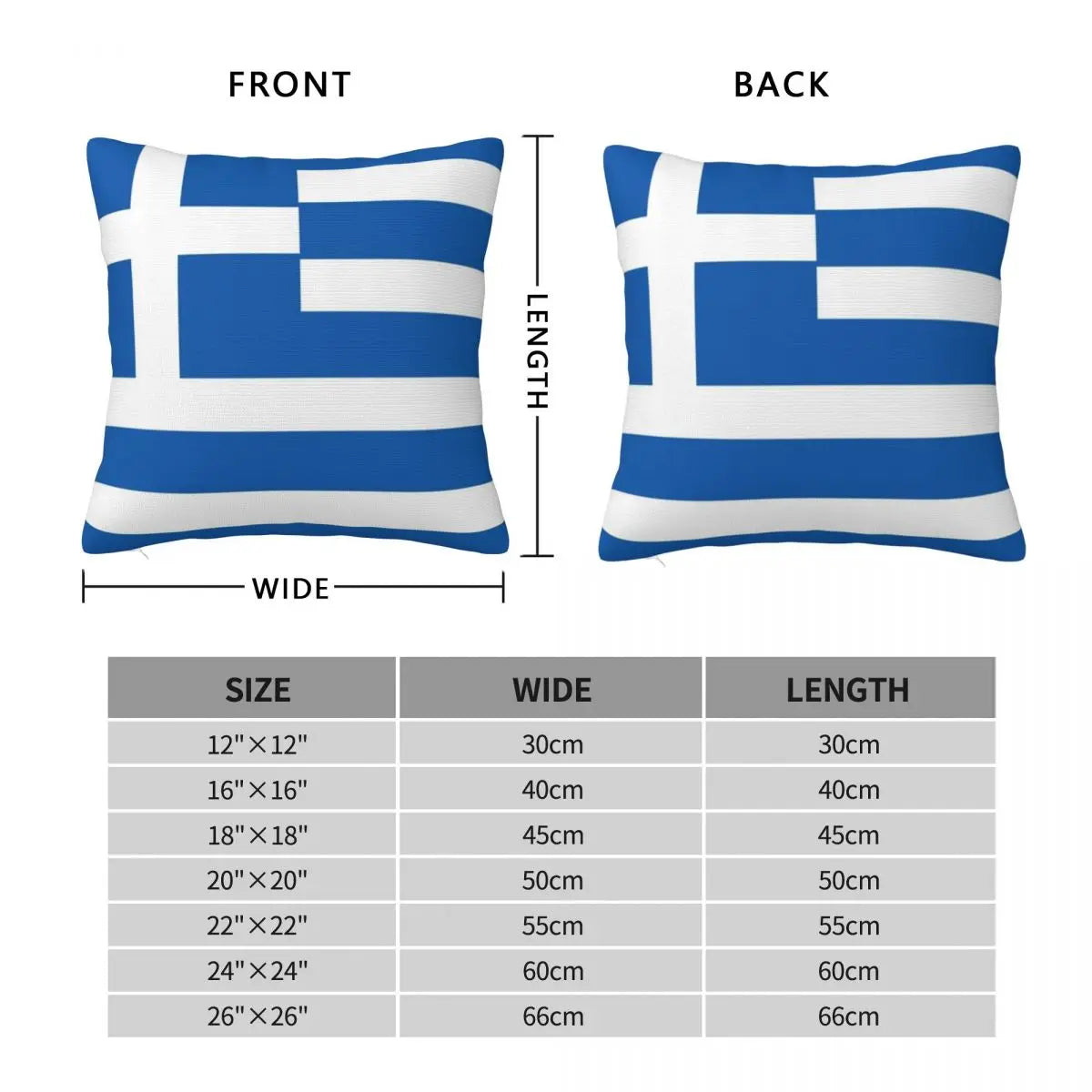 Greek Flag Square Throw Pillow Cover